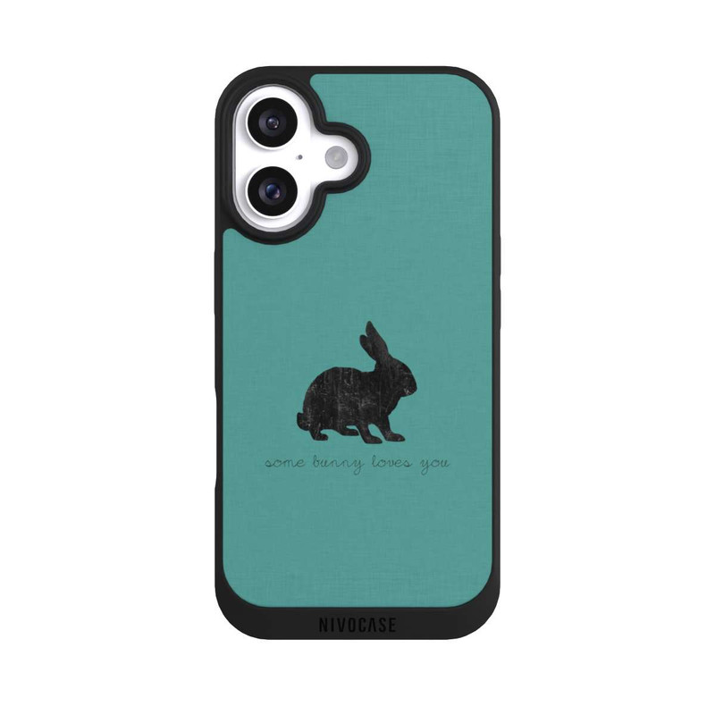 iPhone 16 NIVOpure Some Bunny Loves You - Schwarz auf Türkis