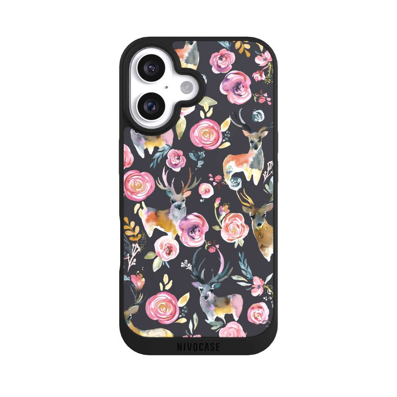 iPhone 16 NIVOpure Deers and flowers Anthracite