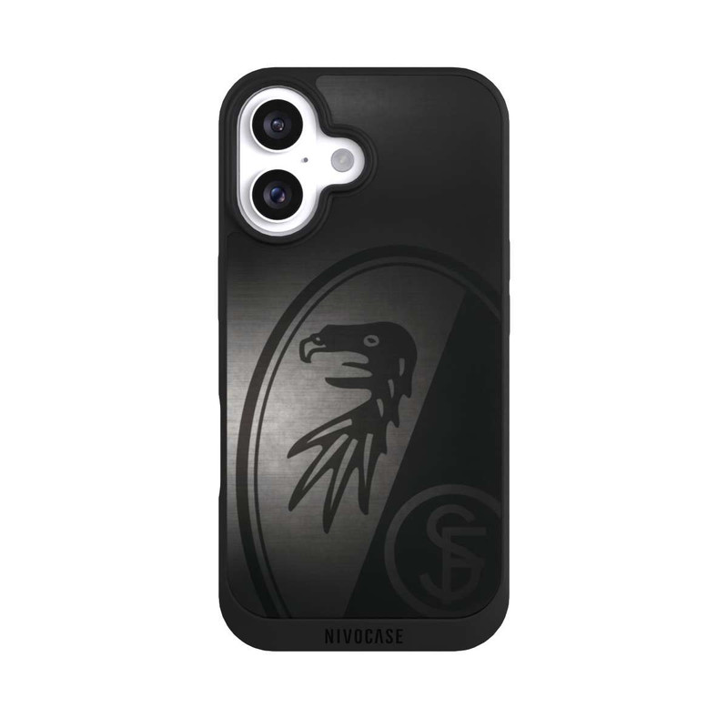 iPhone 16 NIVOpure SC Freiburg Dot Metall Hintergrund