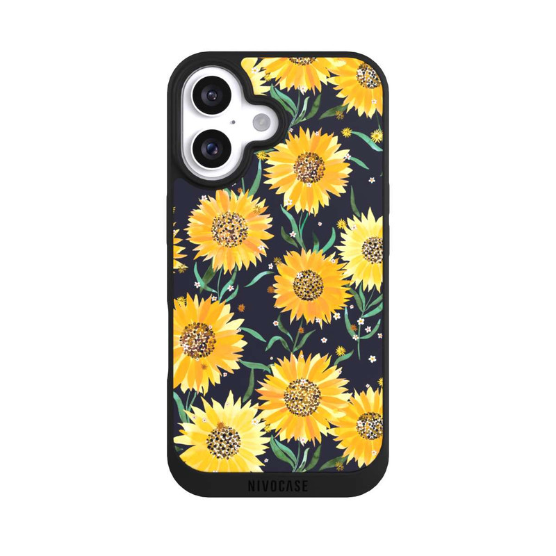 iPhone 16 NIVOpure Sonnenblumen schwarz