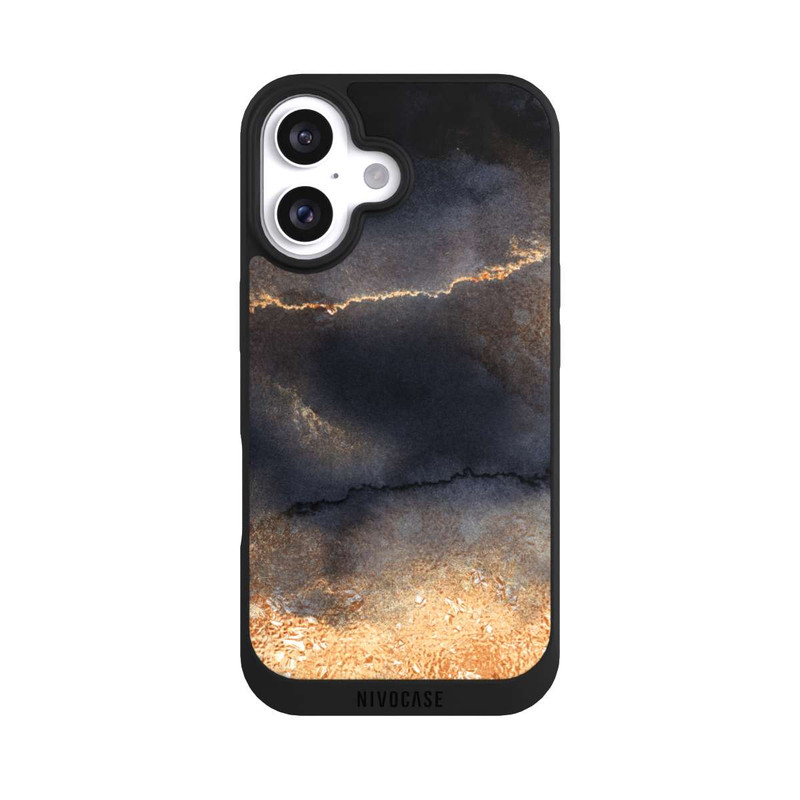 iPhone 16 NIVOpure Schwarzer Marmor Goldstaub Look