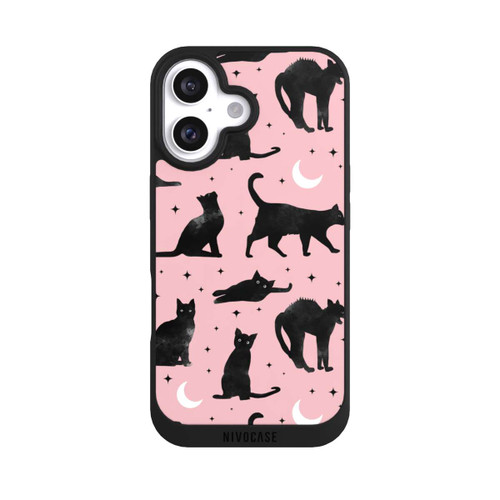 Apple iPhone 16 NIVOpure Cats And Moon On Pink