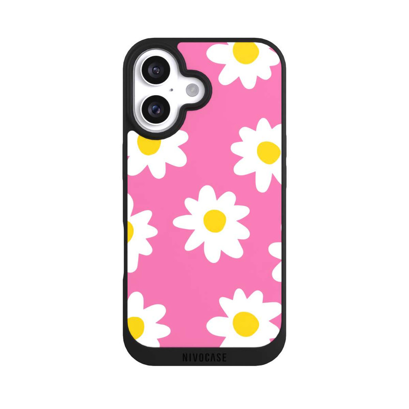 iPhone 16 NIVOpure Gänseblümchenmuster rosa