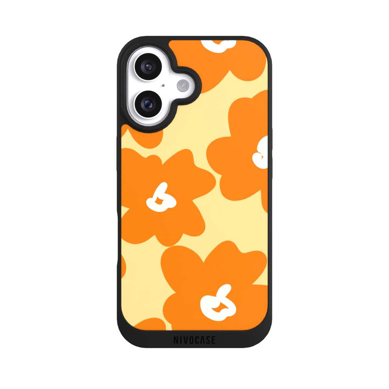 iPhone 16 NIVOpure Retro Blumenmuster Päivi Gelb Orange