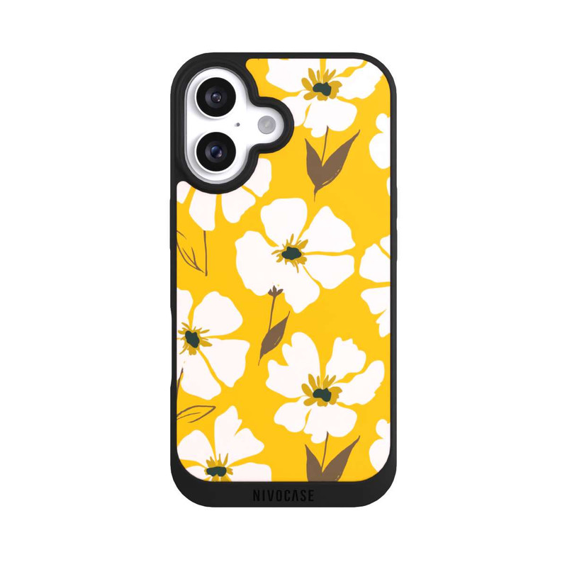iPhone 16 NIVOpure Blumenwiese auf Gelb Ocker