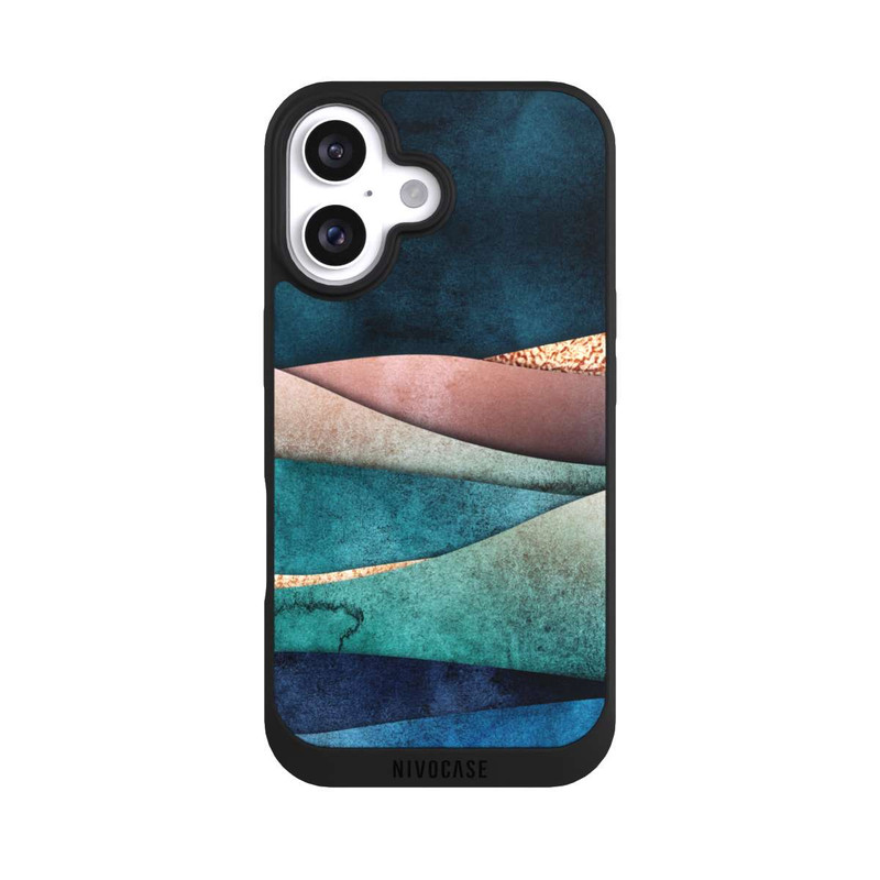 iPhone 16 NIVOpure Blau-Goldene Wellen