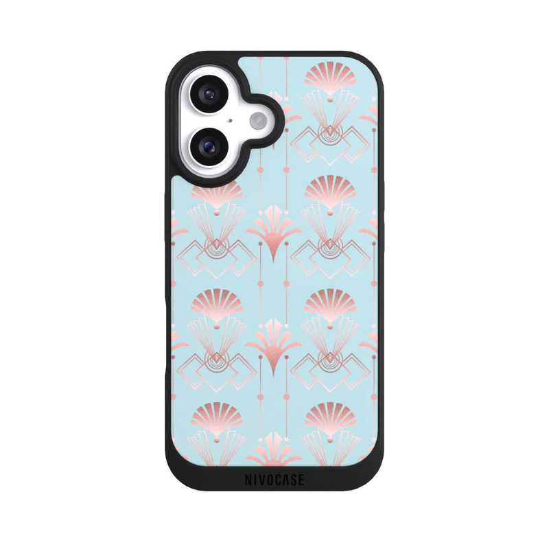 iPhone 16 NIVOpure Art Deco Rose Gold Elegance Blue