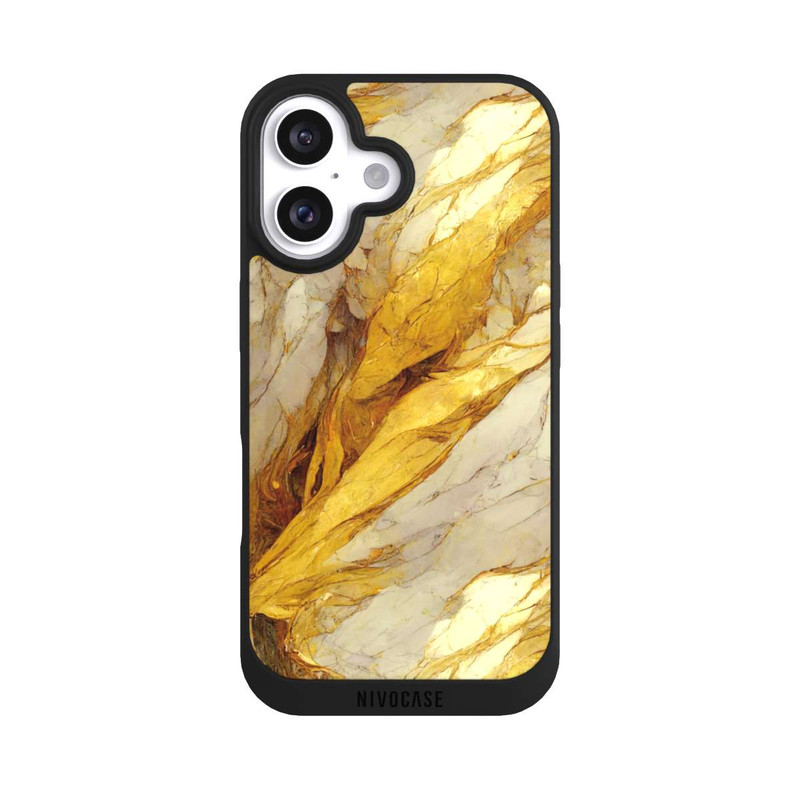 iPhone 16 NIVOpure White Marble Gold Print Layers