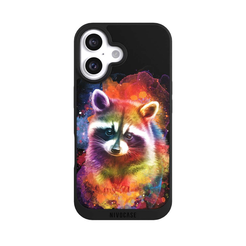 iPhone 16 NIVOpure Happy Racoon Schwarz