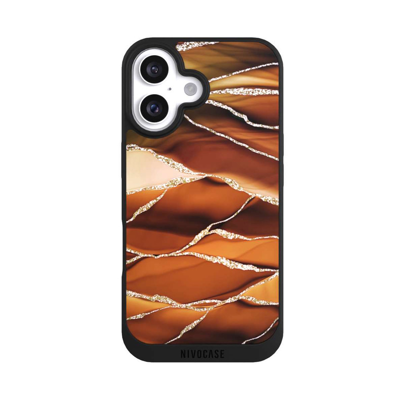 iPhone 16 NIVOpure Brown Marble Stripes Glitter Look
