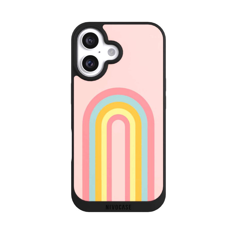 iPhone 16 NIVOpure Rosa Pastell Regenbogen lang
