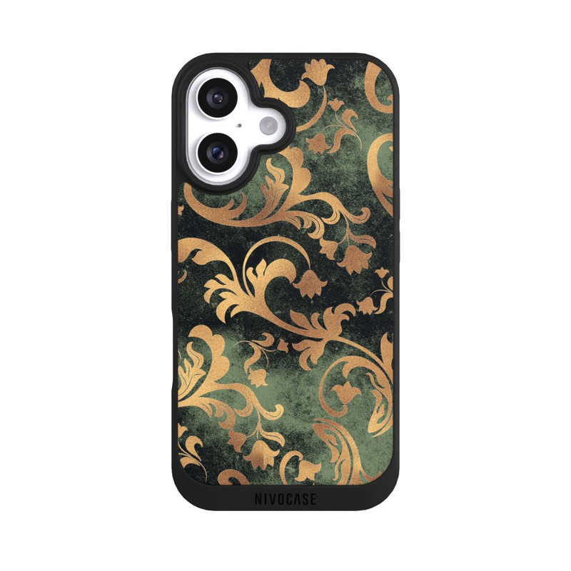 iPhone 16 NIVOpure Damask Wallpaper Dark Green
