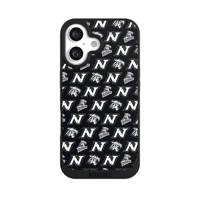 iPhone 16 NIVOpure Nürnberg Ice Tigers Muster Schwarz