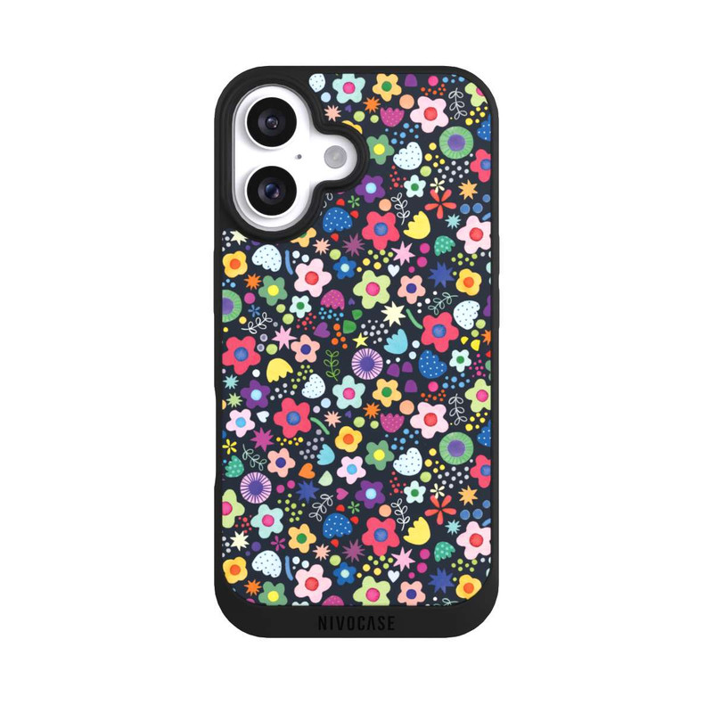 iPhone 16 NIVOpure Psychedelic Flowers Multi Black