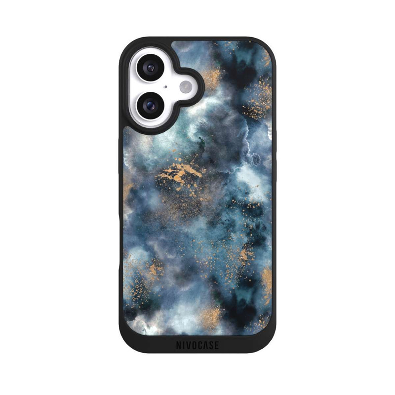 iPhone 16 NIVOpure Smoky Marble Watercolor Navy
