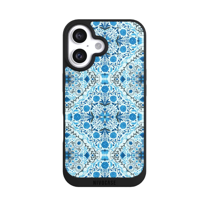 iPhone 16 NIVOpure Blue Floral Tiles