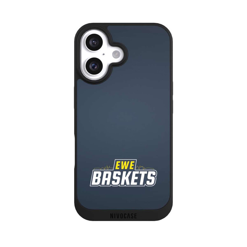 iPhone 16 NIVOpure EWE Baskets Schriftzug Blau