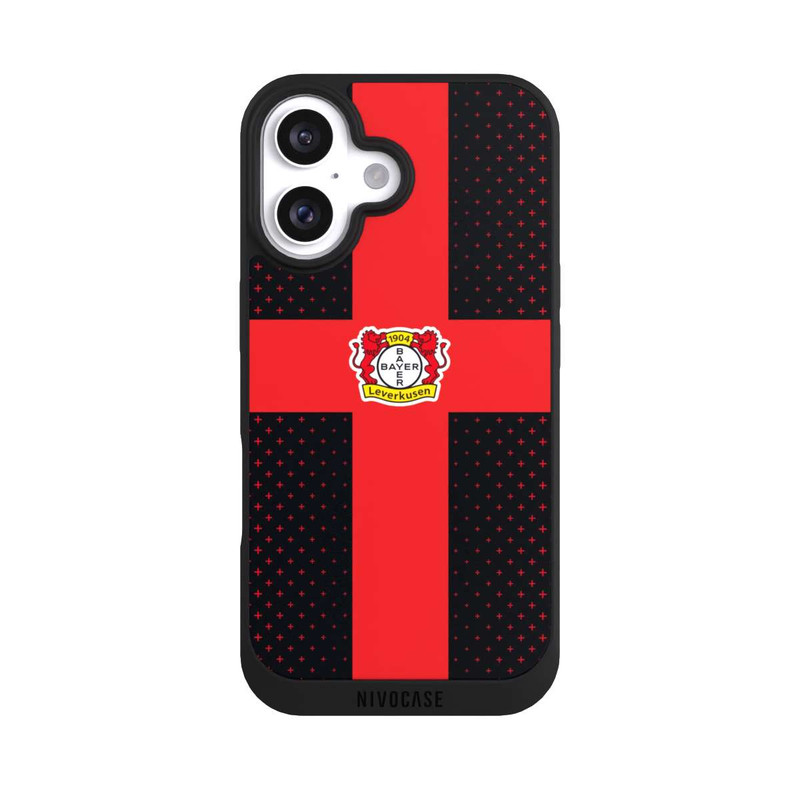 iPhone 16 NIVOpure Bayer 04 Leverkusen Rotes Kreuz auf Schwarz