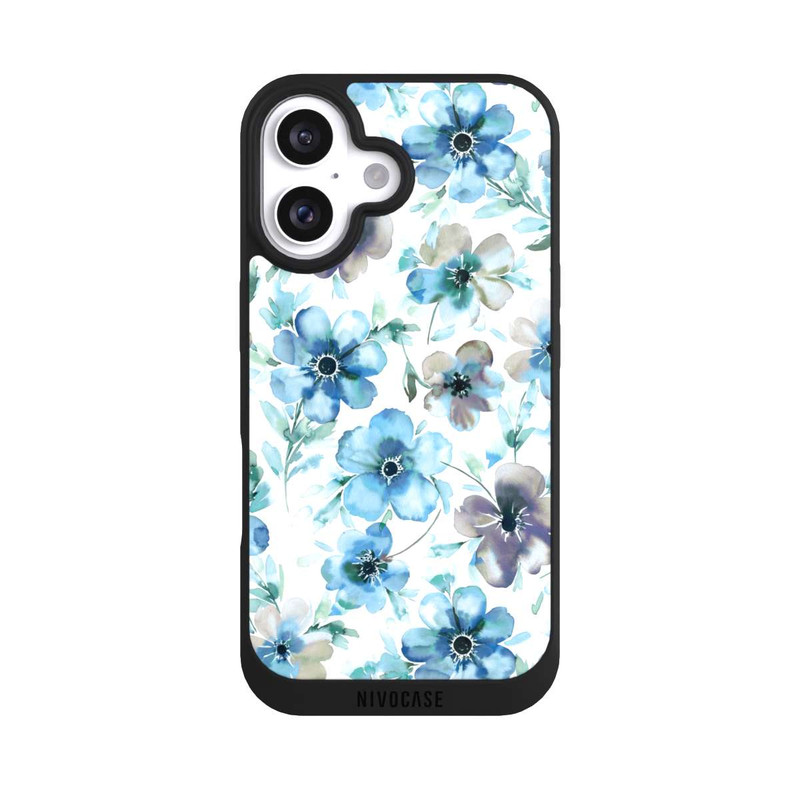 iPhone 16 NIVOpure Blaues Blumenmuster Trendy