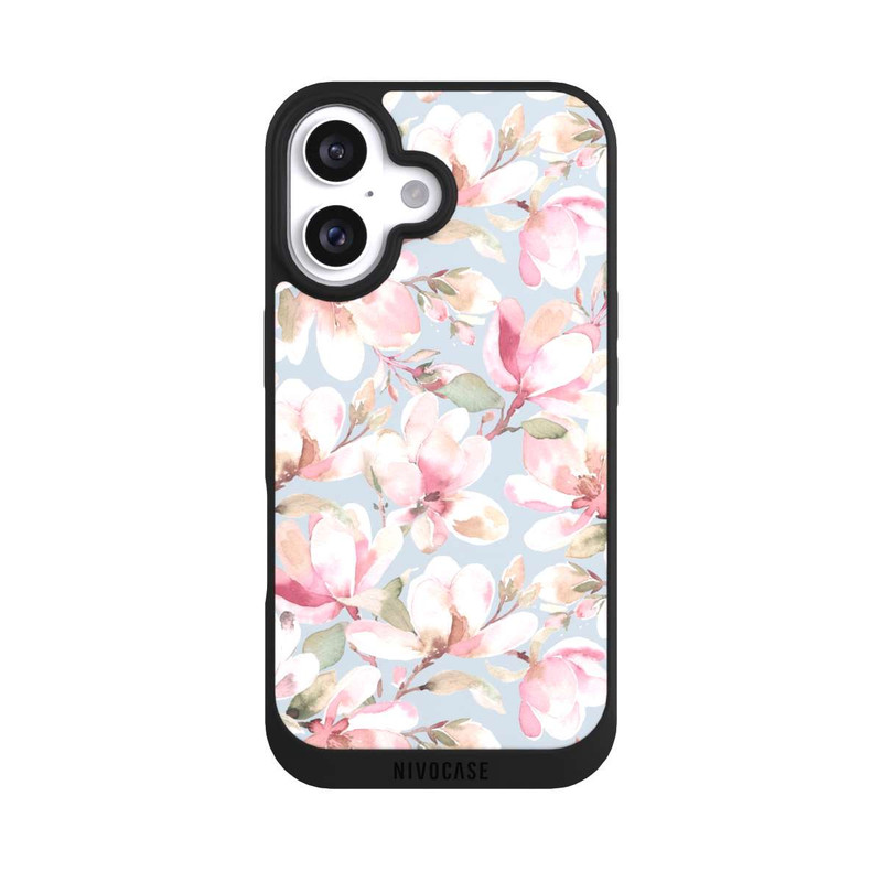 iPhone 16 NIVOpure Fleurs de magnolia rose pastel
