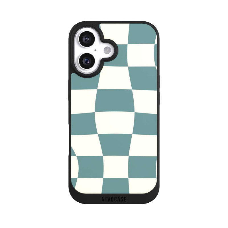 iPhone 16 NIVOpure Schachbrett Petrol