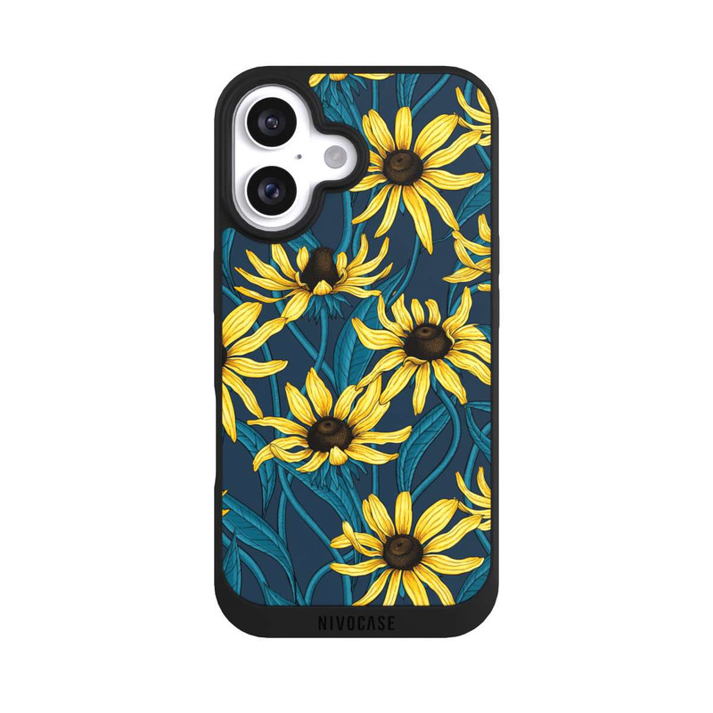 iPhone 16 NIVOpure Sonnenblumen auf Blauem Hintergrund