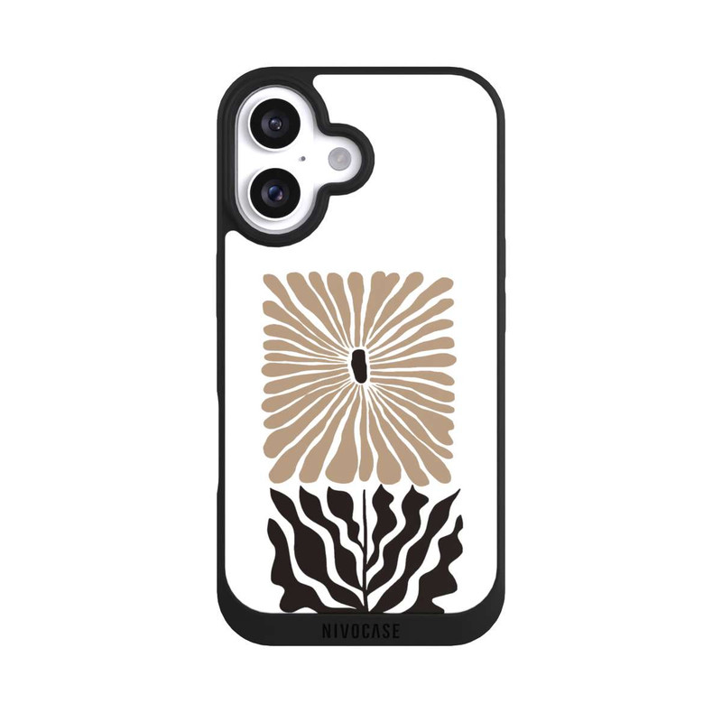 iPhone 16 NIVOpure Fleur Bohème Marron sur Blanc