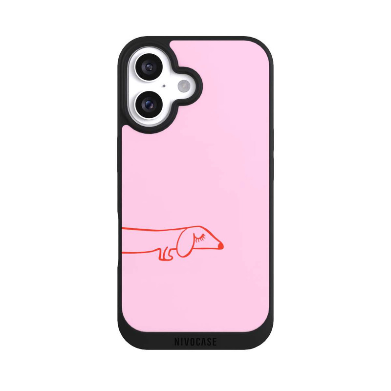 iPhone 16 NIVOpure Dachshund Illustration Pink