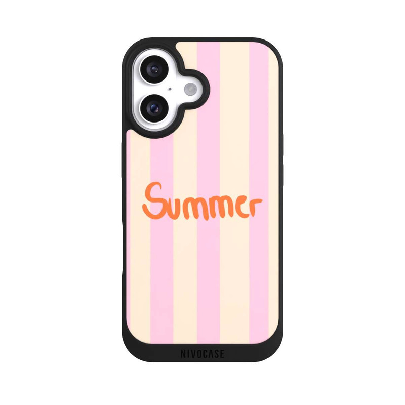 iPhone 16 NIVOpure Summer- Rosa und Orange Streifen Hintergrund