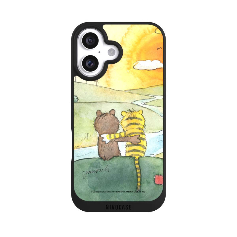 iPhone 16 NIVOpure Bär und Tiger Sonnenuntergang