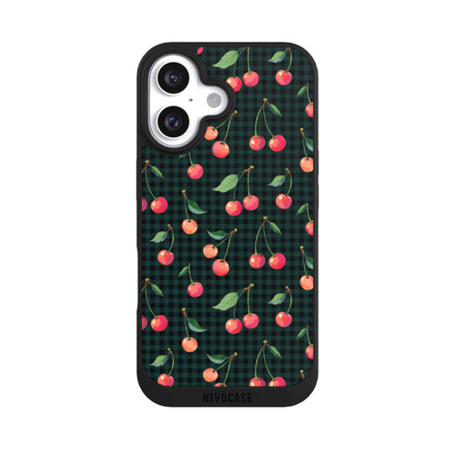 Apple iPhone 16 NIVOpure Cherries and Green Gingham