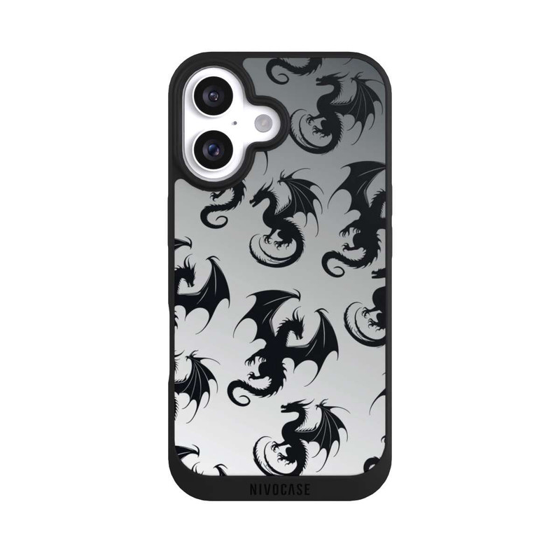 iPhone 16 NIVOpure Drachen Muster Grau