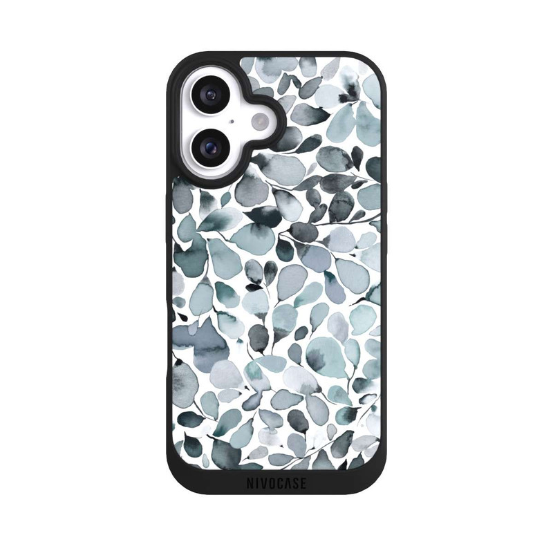 iPhone 16 NIVOpure Eukalyptus Aquarell Blätter Grau