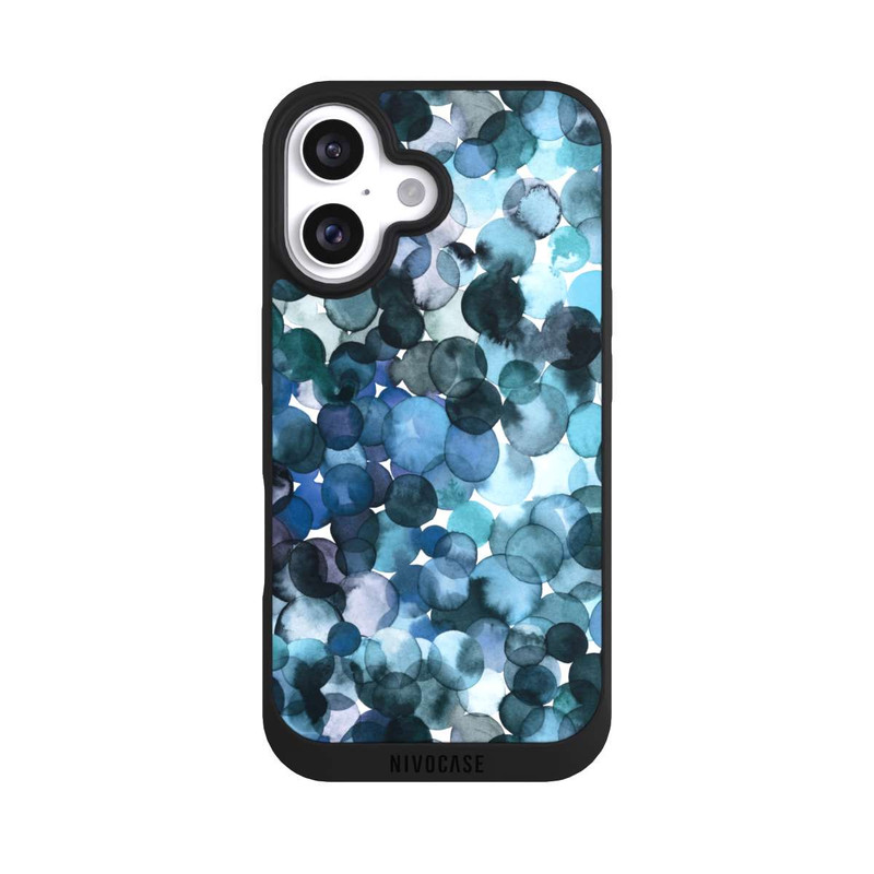iPhone 16 NIVOpure Watercolor Dots Blue Pattern
