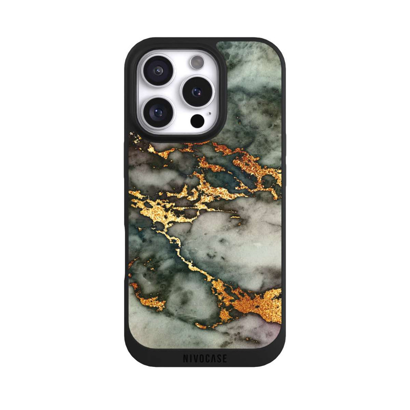 iPhone 16 Pro NIVOpure Aspect marbre gris et doré