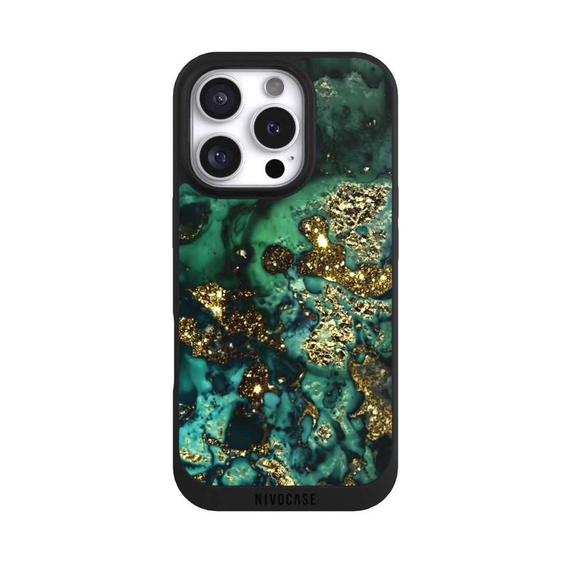 iPhone 16 Pro NIVOpure Cyan Glitzer Marmorlook