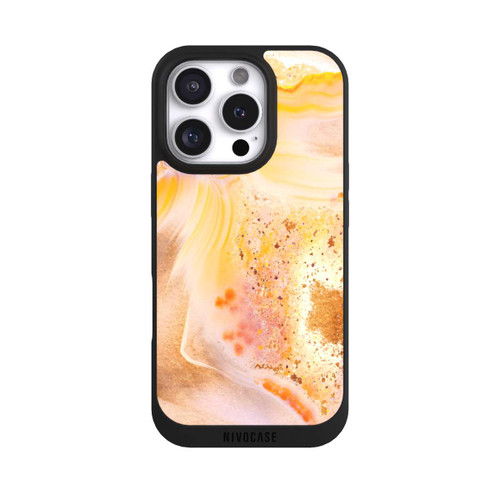 Apple iPhone 16 Pro NIVOpure Orangefarbener Glitzer Marmorlook