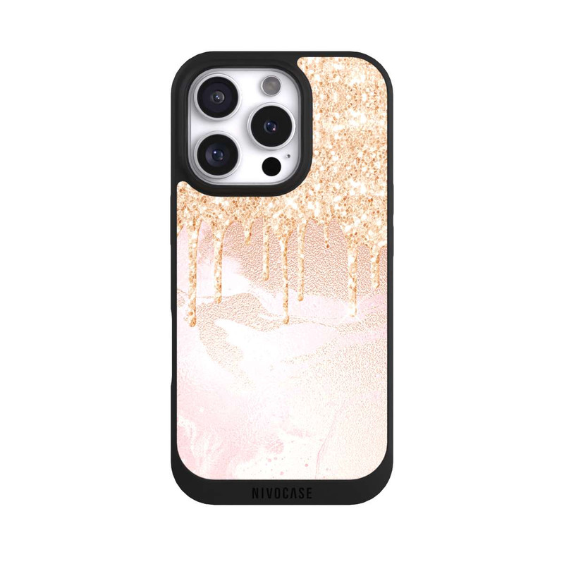iPhone 16 Pro NIVOpure Rosegold Glitter Droplet Look