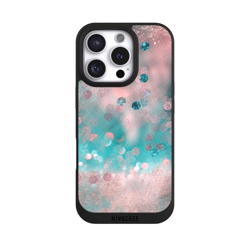 iPhone 16 Pro NIVOpure Look pailleté glamour turquoise