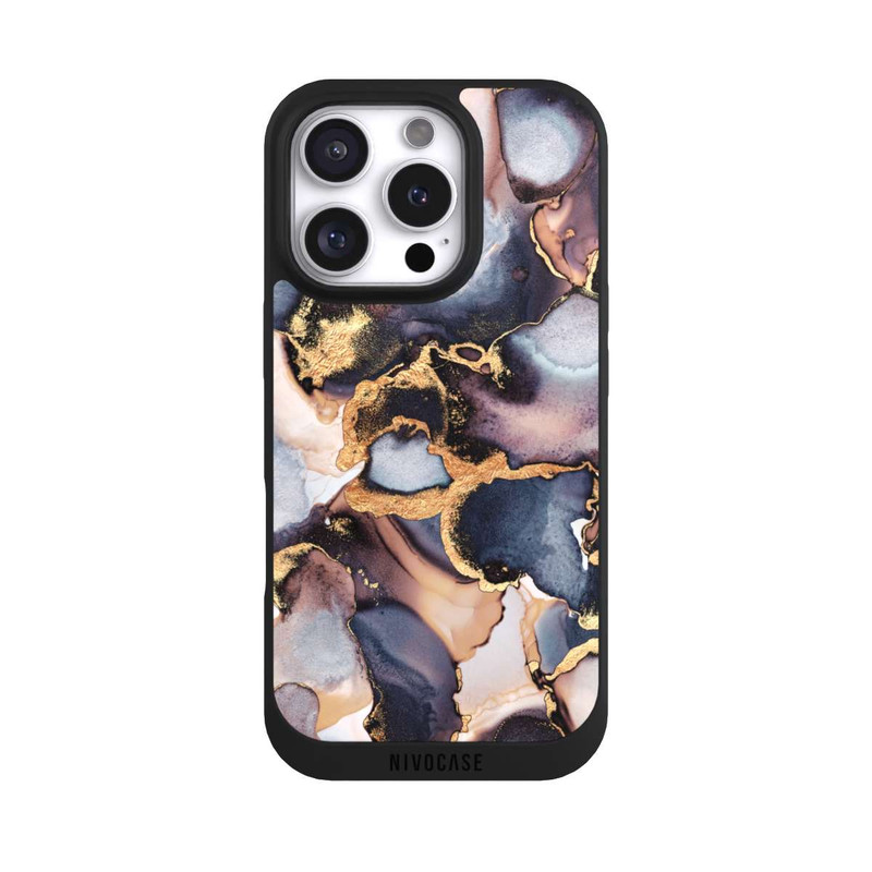 iPhone 16 Pro NIVOpure Dreamy Ink Grey Gold Print