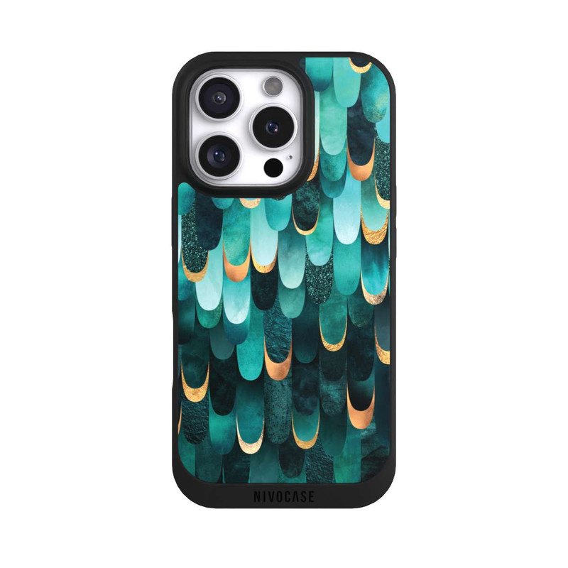 iPhone 16 Pro NIVOpure Feathered Turquoise Gold Print