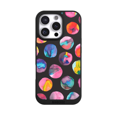 Apple iPhone 16 Pro NIVOpure Colorful Ink Marbles Dots Black