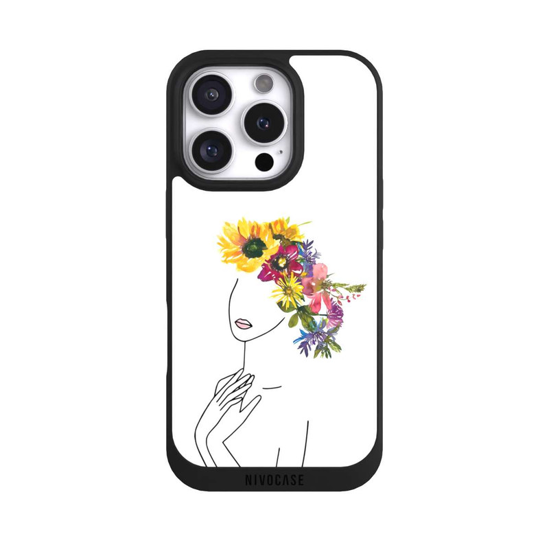 iPhone 16 Pro NIVOpure Line Art Frau mit Blumenkrone