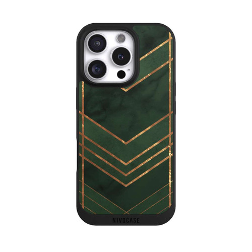 Apple iPhone 16 Pro NIVOpure Dark Green Pattern Golden Stripes