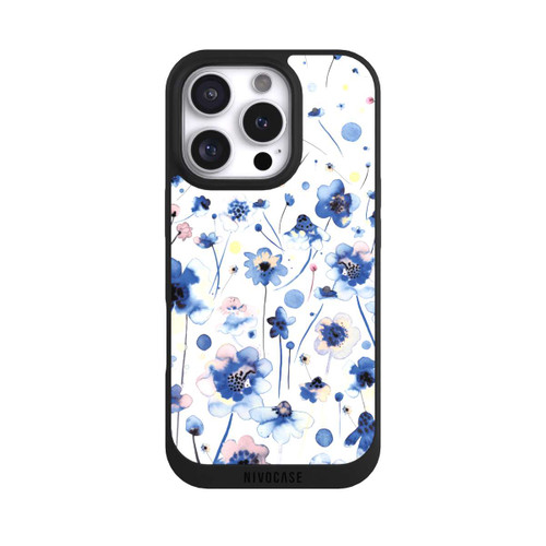 Apple iPhone 16 Pro NIVOpure Watercolor Ink Blue Flowers