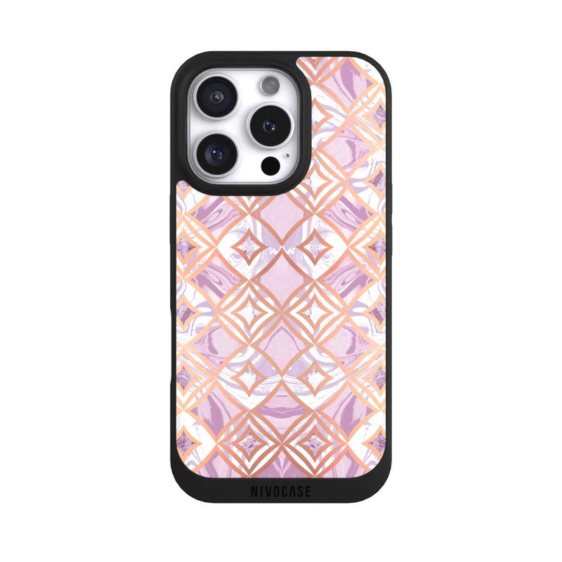 iPhone 16 Pro NIVOpure Pink Gold Rhombic Marble Tiles