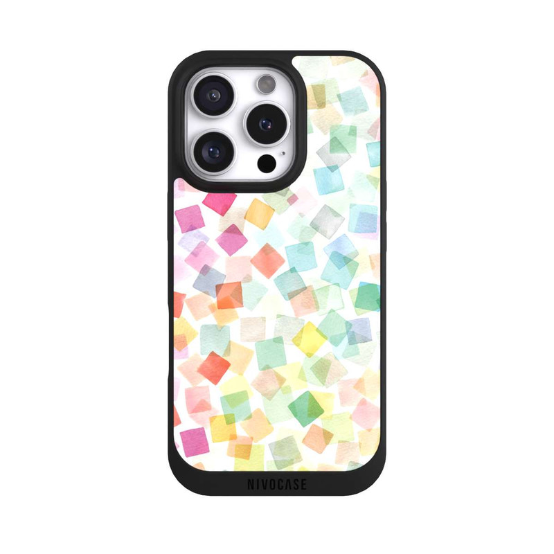 iPhone 16 Pro NIVOpure Konfetti geometrische Plaids Regenbogen