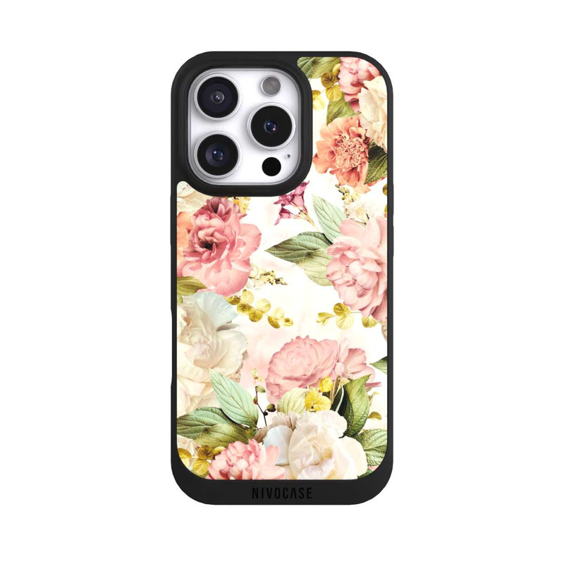 iPhone 16 Pro NIVOpure Cadre fleur pivoines beige