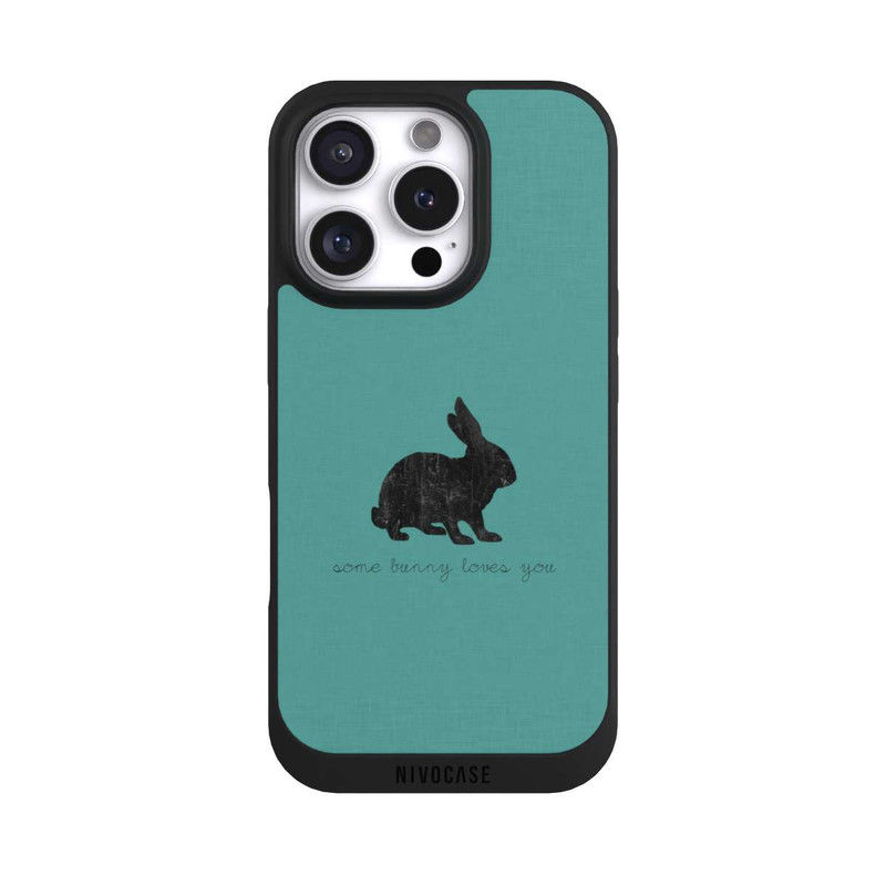 iPhone 16 Pro NIVOpure Some Bunny Loves You - Black on Turquoise