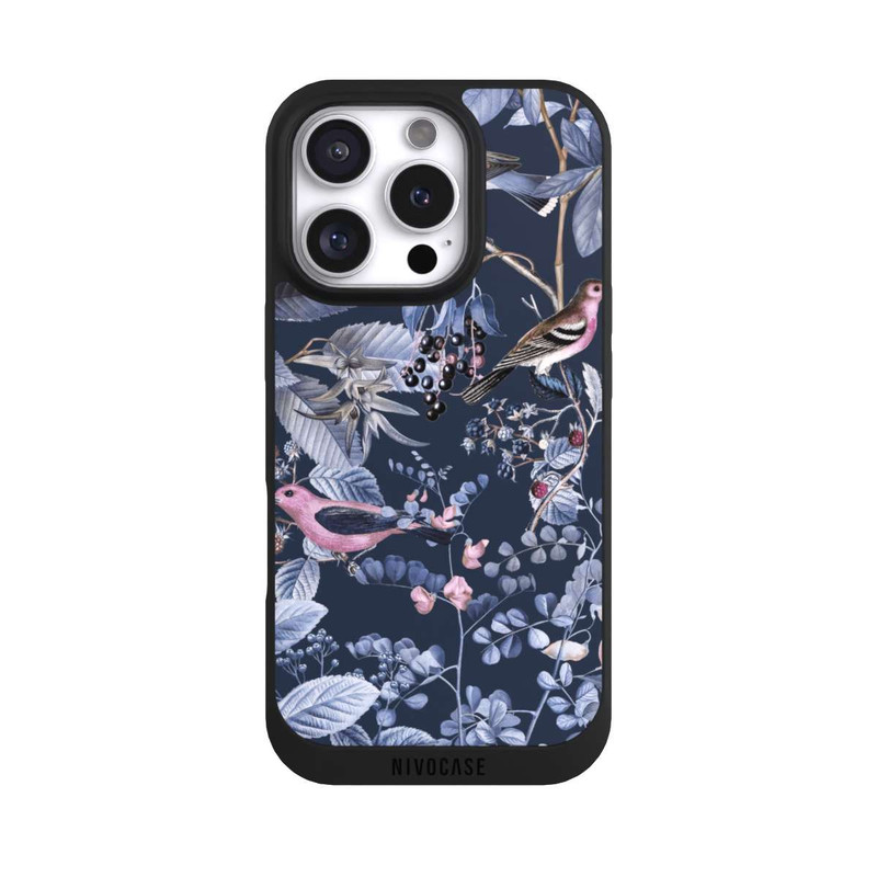 iPhone 16 Pro NIVOpure Oiseaux et Baies Bleu